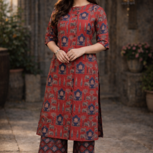 Women’s Cotton Blend Floral Kurta With Pant